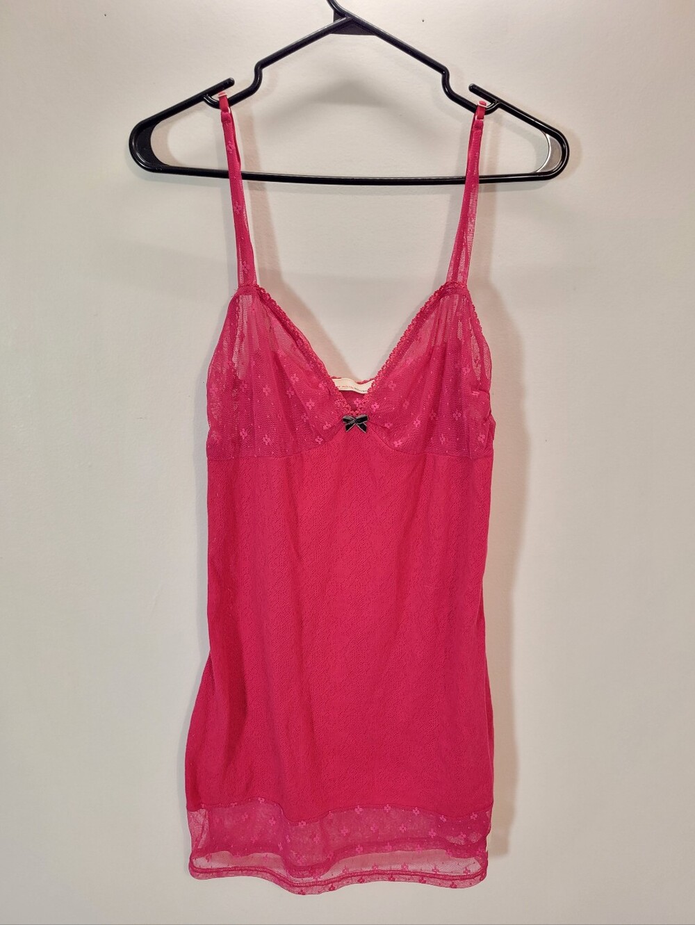Odd Molly Uncorporated Sheer Lace Hot Pink Slip Dress Bow - Size 4